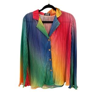 NWT Dressed in LALA Rainbow Pleated Women's Top